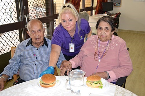 Anita & Charles Lemos with carer Michelle Harding